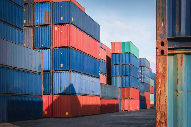istock Stack of Containers Cargo Ship Import/Export in Harbor Port, Cargo Freight Shipping of Container Logistics Industry. Nautical Transport Distribution Yard, Business Commercial Dock and Transportation. 1278411484