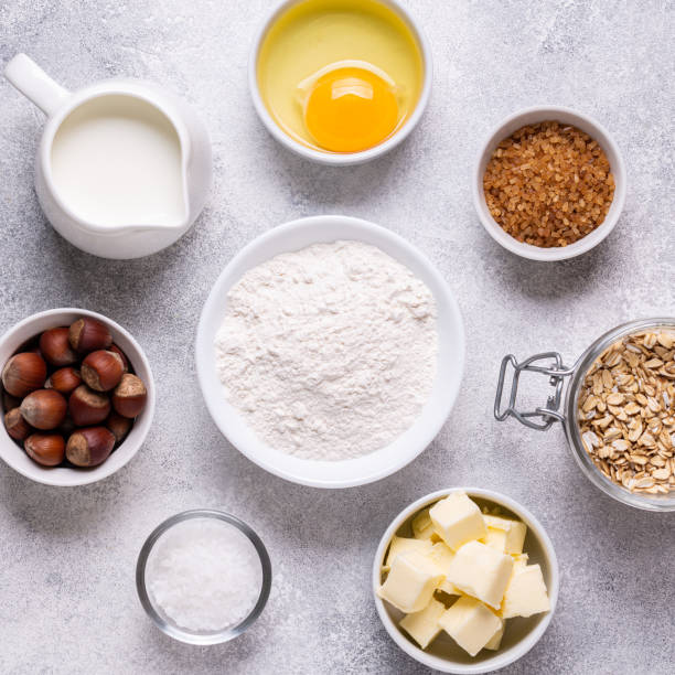 istock Ingredients for baking  - flour, eggs, salt, sugar, milk 1278416946