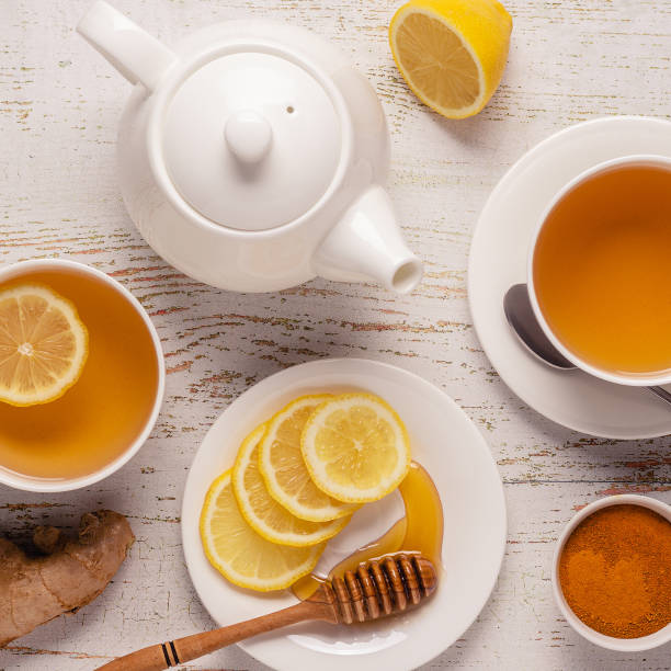 istock Green tea with lemon and honey, Immunity boosting and cold remedies 1278417137