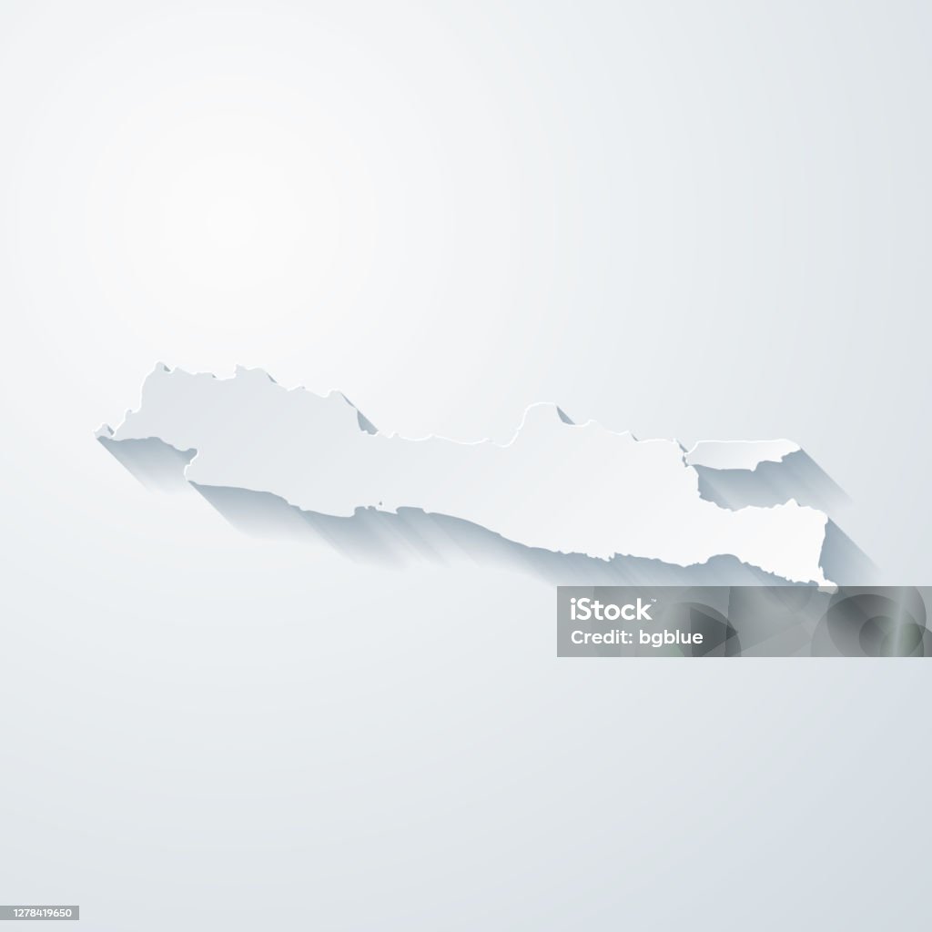 Java Cut Out Java Map With Paper Cut Effect On Blank Background Stock Illustration ...