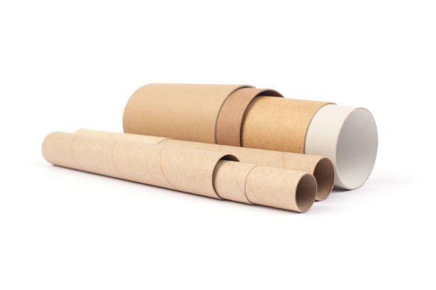 istock Set of different recyclable paper tubes, cardboard container for packaging isolated on white background with copyspace, mockup. Recyclable packaging or zero waste concept 1278420844