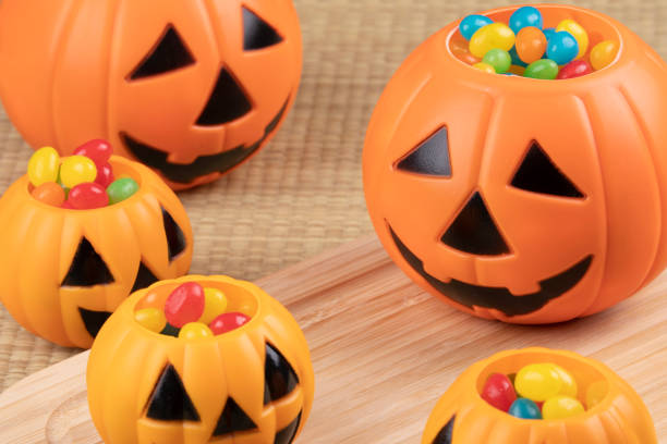 istock Halloween decorations using plastic pumkins and jelly beans 1278421271