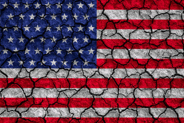 istock United States flag pattern on the crack soil texture ,retro vintage style 1278424639