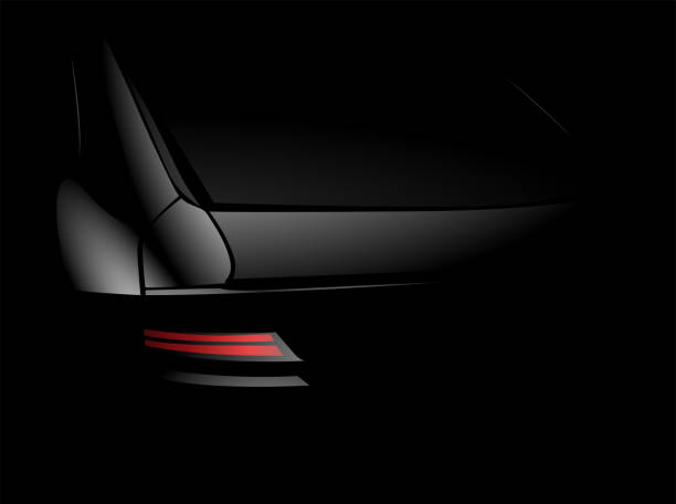 istock Rear car red light and back side of car in the darkness. Realistic vector illustration. 1278428797