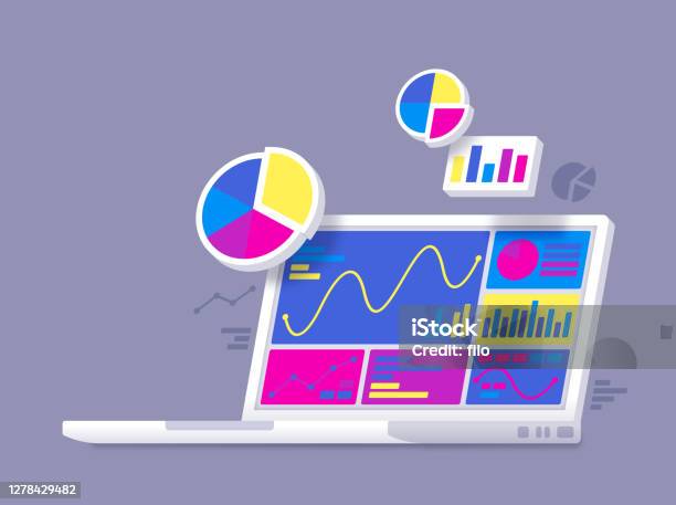Statistics Laptop Vector Statistics Data Analysis Laptop Stock Illustration - Download Image Now ...