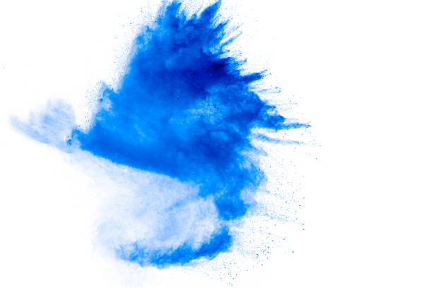 istock Blue color powder explosion on white background. 1278429535