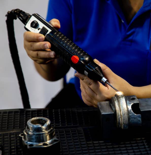 istock Industrial worker operate Electro-Spark laser overlay / coating device 1278430870