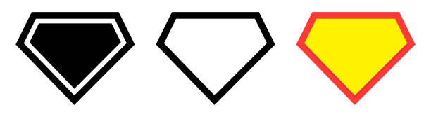 ilustraciones, imágenes clip art, dibujos animados e iconos de stock de conjunto de plantilla de logotipo de superhéroe en blanco, aislado sobre fondo azul. - superhéroe