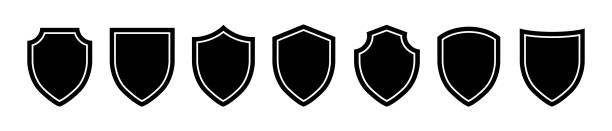 Set of Shiled icon on a white background. Isolated shiled symbol with flat style. Set of Shiled icon on a white background. Isolated shiled symbol with flat style. Vector illustration. shiled stock illustrations