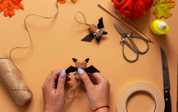 istock Halloween bat toy. Children's art project, crafts for children. Step 8. 1278433765