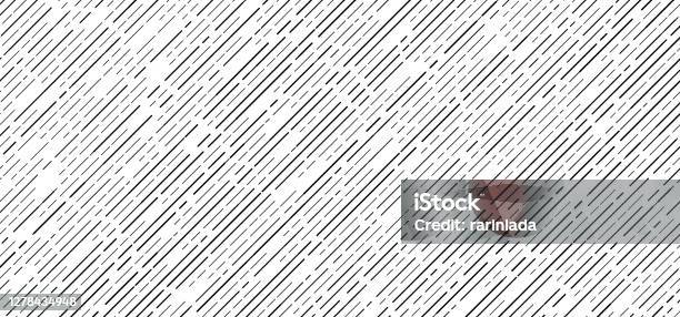 Abstract Seamless Black Dash Lines Diagonal Pattern On White Background - Arte vetorial de stock e mais imagens de Padrão