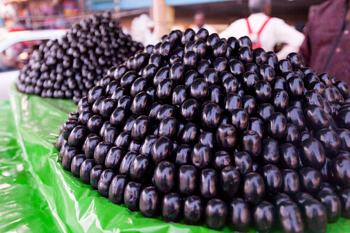 Black plum is a kind of fruit is known as Jamun in India is on sell during the June and July March.