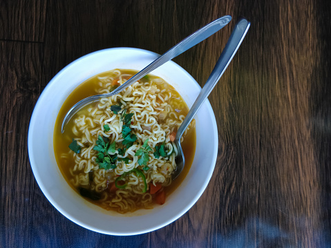 Fresh veg Noodles served on a table at Bhutan.