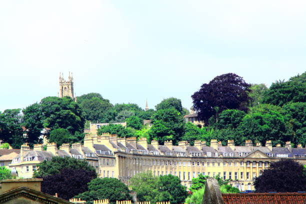 istock Bath, England rooftops and houses on a sunny day. 1278436299