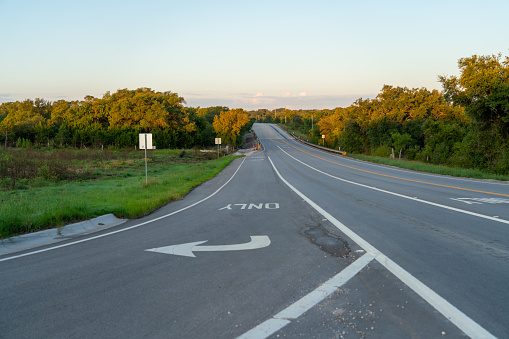 View of Typical Texas Road in the Open Lands Early in the Morning