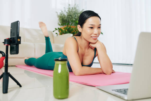 istock Sportswoman relaxing on yoga 1278441747
