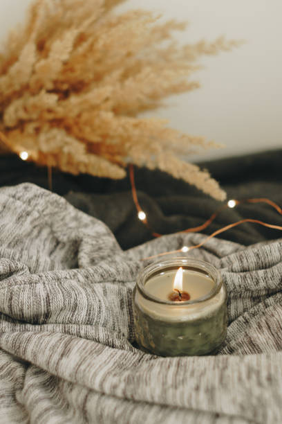 istock autumn home layout with a candle and dry ears 1278443202