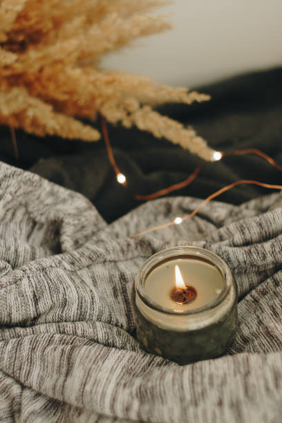 istock autumn home layout with a candle and dry ears 1278443206