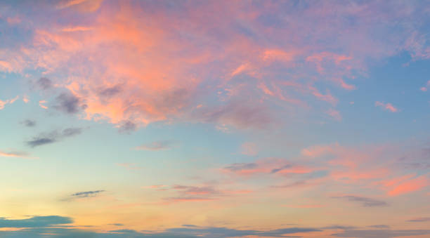 istock Light clouds - Panoramic Sunrise Sundown Sunset Sky with colorful clouds 1278445405