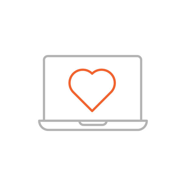 illustrazioni stock, clip art, cartoni animati e icone di tendenza di icona laptop con tratto modificabile - human heart care heart shape stethoscope