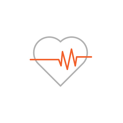 Heart and Pulse Trace Icon with Editable Stroke