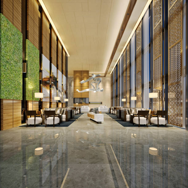 istock 3d render of luxury hotel lobby and reception 1278449308