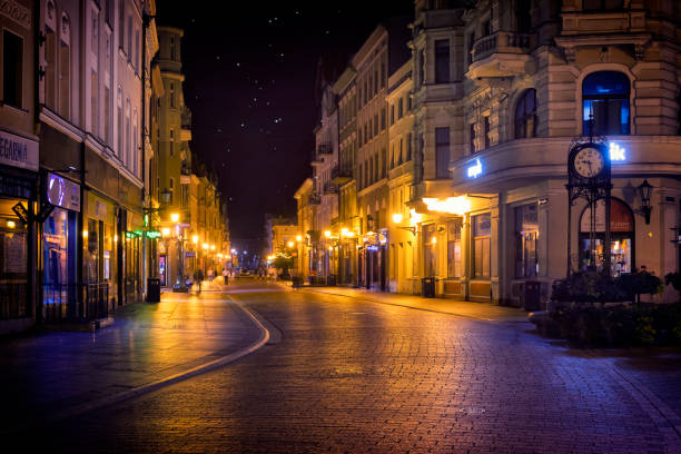 Holidays in Poland - Queen Jadwiga street in Torun's Old Town by night