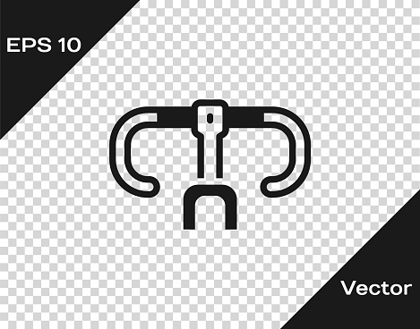 Black Bicycle handlebar icon isolated on transparent background. Vector.
