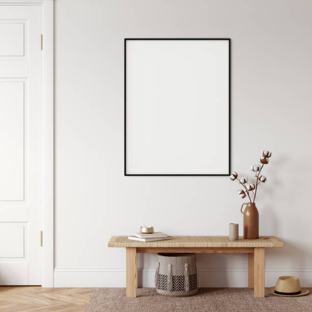 istock Frame & poster mockup in Boho style interior. 3d rendering, 3d illustration 1278453178