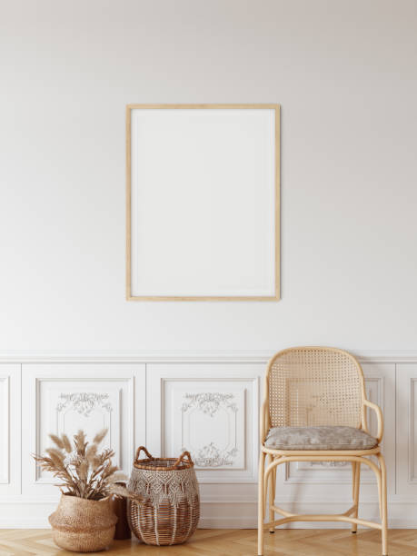 istock Frame & poster mockup in Boho style interior. 3d rendering, 3d illustration 1278453180