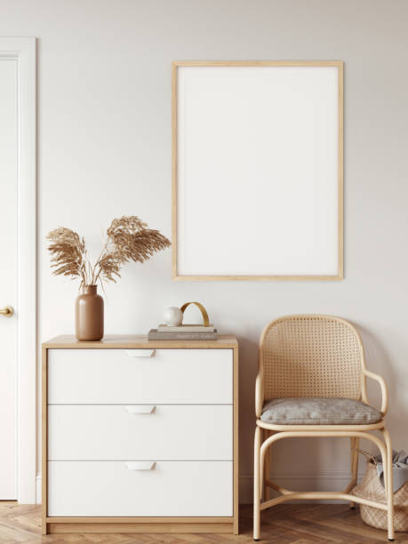 istock Frame & poster mockup in Boho style interior. 3d rendering, 3d illustration 1278453185
