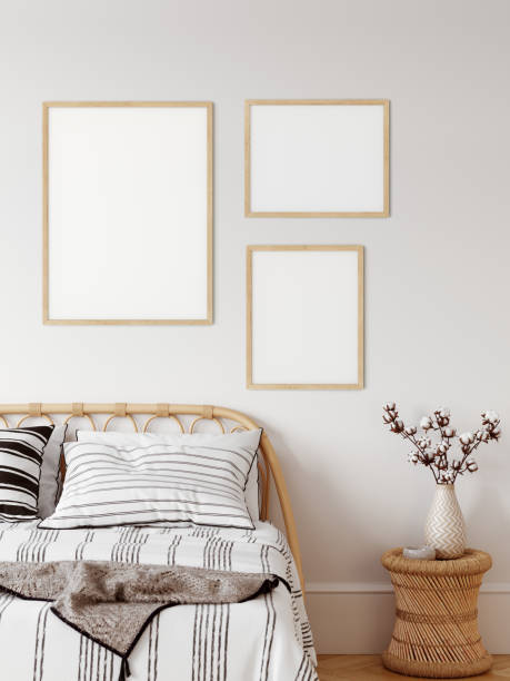 istock Frame & poster mockup in Boho style interior. 3d rendering, 3d illustration 1278453192