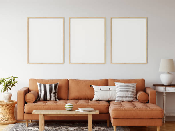 istock Frame & poster mockup in Boho style interior. 3d rendering, 3d illustration 1278453196