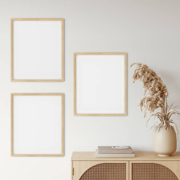 istock Frame & poster mockup in Boho style interior. 3d rendering, 3d illustration 1278453199