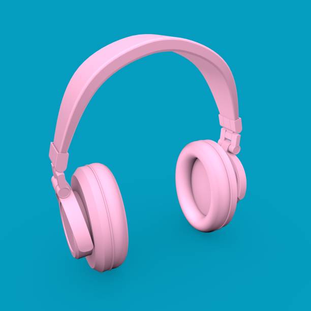 fones de ouvido rosa 3d - headset hands free device single object nobody - fotografias e filmes do acervo