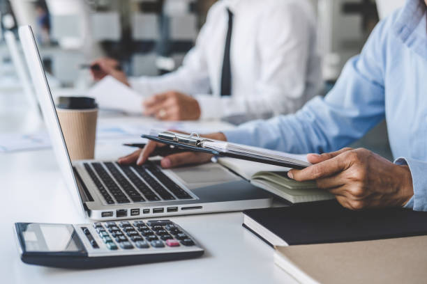 istock Professional Business teamwork conference project success financial statistics growth profit, Partner meeting business investor working start up project for both company with document data graph 1278454428