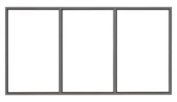 moderna finestra in metallo nero isolata - window frame immagine foto e immagini stock