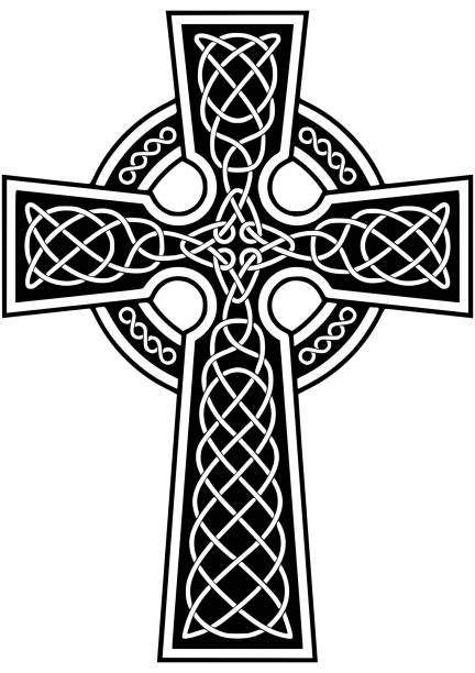 ilustrações de stock, clip art, desenhos animados e ícones de celtic cross template - celtic cross