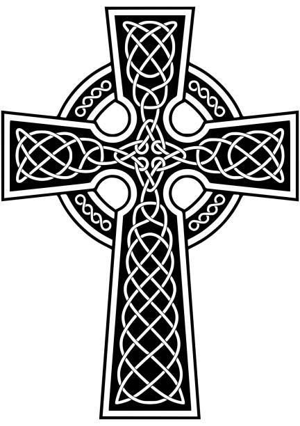 Celtic Cross Template Irish Traditional Cross for using in jewelry, tattoos, stickers body adornment stock illustrations