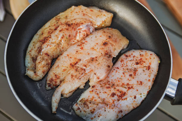 istock Chicken breast fillets in cooking pan 1278473581