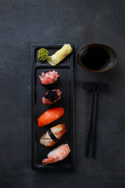 istock gunkan and nigiri sushi set decorated with caviar 1278475029