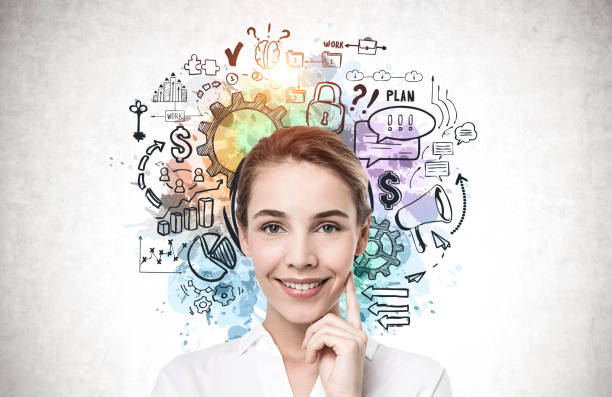 istock Smiling woman and her business plan 1278476268