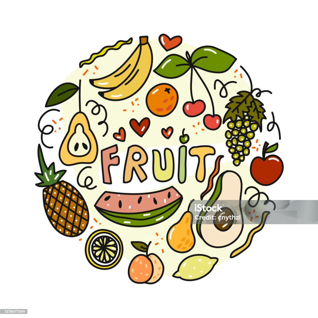 Hình Minh Họa Doodle Dễ Thương Với Trái Cây Vẽ Tay Các Biểu Tượng ...