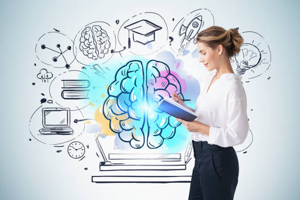 istock Woman with notebook, education sketch 1278481108