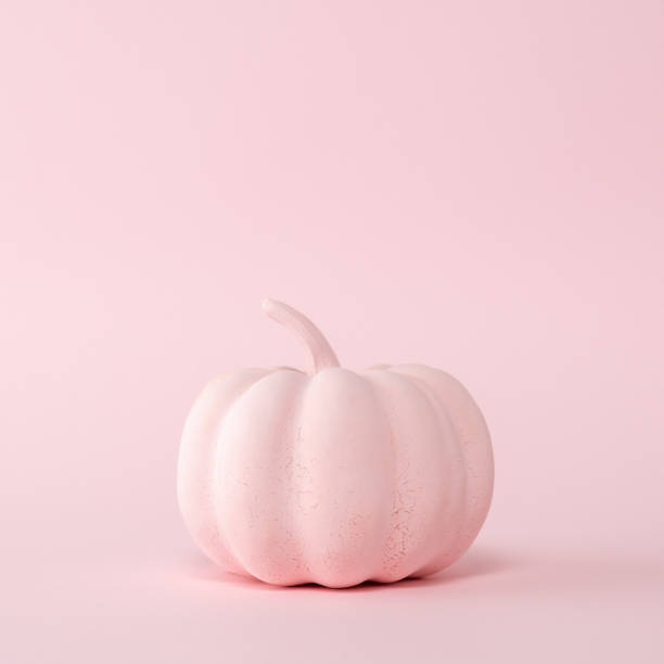 istock Pink pumpkin on a pastel pink background. Minimal Halloween concept. 1278484991