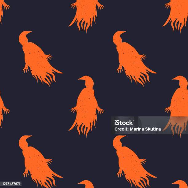Hideous Pattern Vector Seamless Horror Pattern For Helloween Flying Spooky Ghost Or ...
