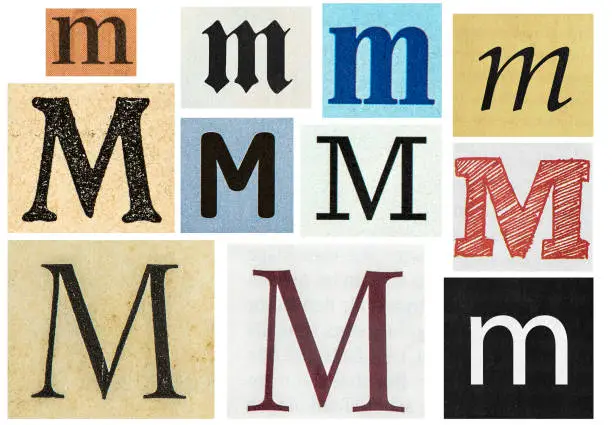 Paper cut letters. Old newspaper magazine uppercase cutouts