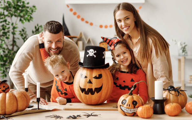 istock Delighted family during Halloween celebration 1278488993