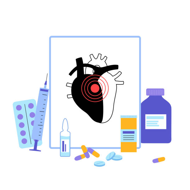 kardiologisches vorlagenkonzept - human heart heart disease healthy lifestyle human internal organ stock-grafiken, -clipart, -cartoons und -symbole