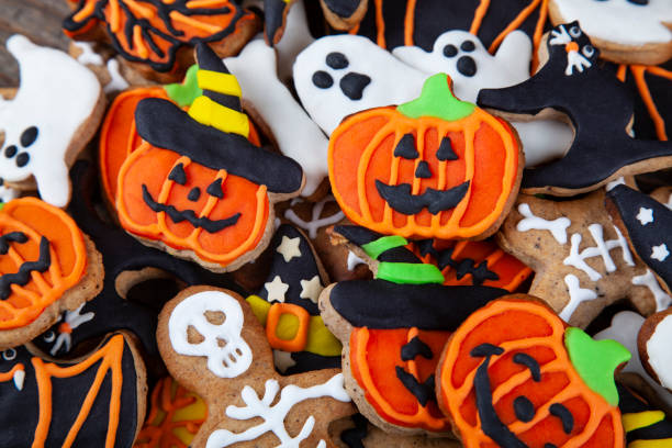 istock Halloween homemade gingerbread cookies full frame 1278497377